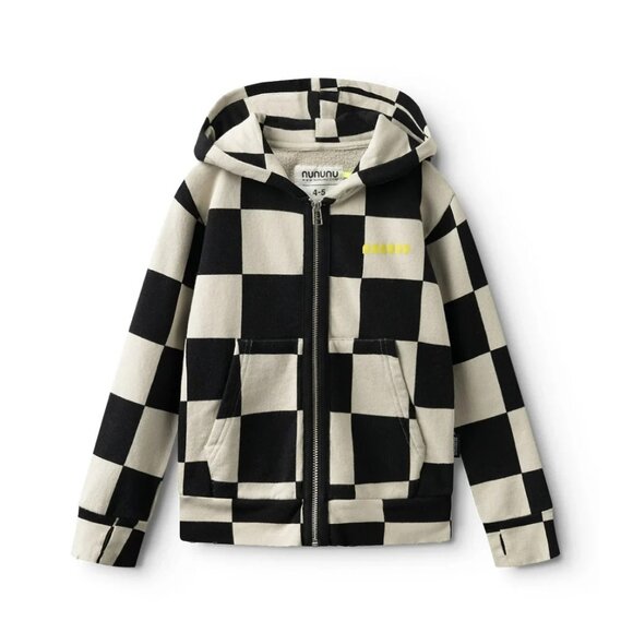 Nununu Checkmate Zip Hoodie in Smokey Natural - Picture 1 of 6